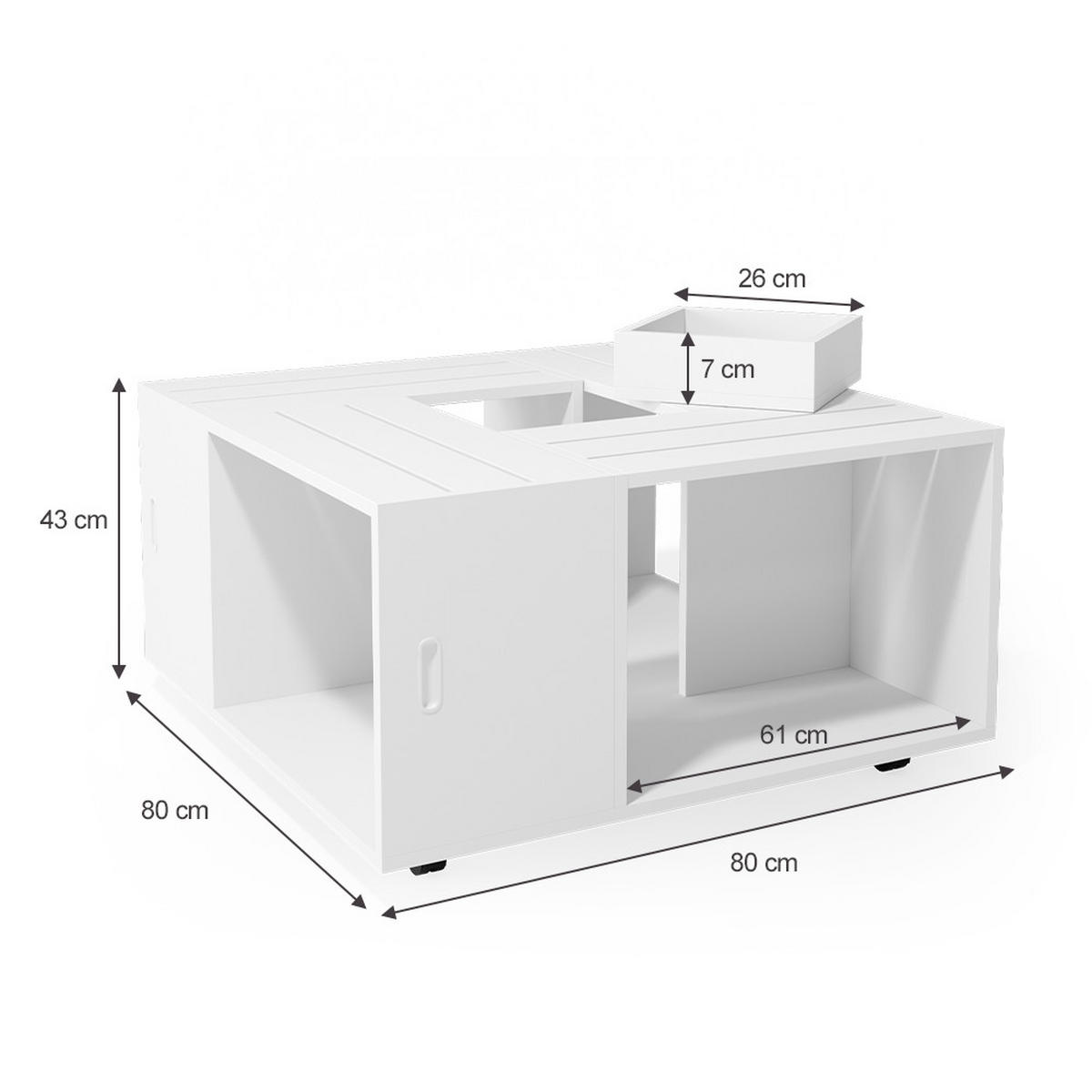 COUCHTISCH Anton Weiß 80 x 80 cm - Weiß, Holzwerkstoff (80/80/43cm) - Vicco