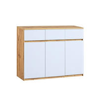 KOMMODE KRYOS 120/94/40cm mit 3 Schubladen 3 Türen Eiche Wotan - Eiche Wotan/Weiß, Holzwerkstoff (120/94/40cm) - MASSENO