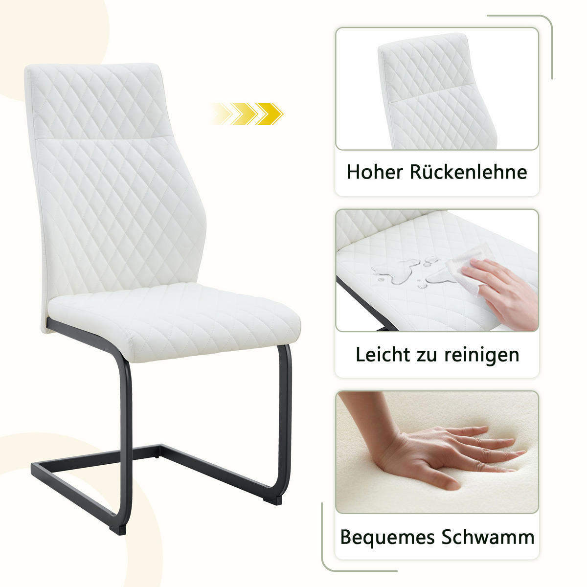 SCHWINGSTUHL DE-36569 2er-Set mit PU-Bezug und Metallrahmen Weiß - Weiß, Metall (63/100/43cm) - ComfortXL