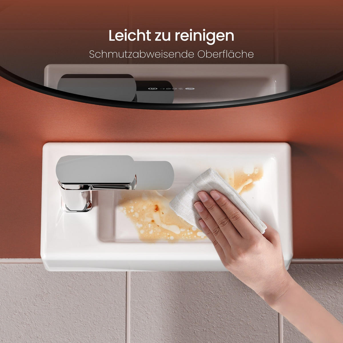 WASCHBECKEN Rechteckig Mit Hahnloch rechts Weiß 36,5 / 18 / 9 cm - Weiß, Keramik (18/9/36.5cm) - EMKE