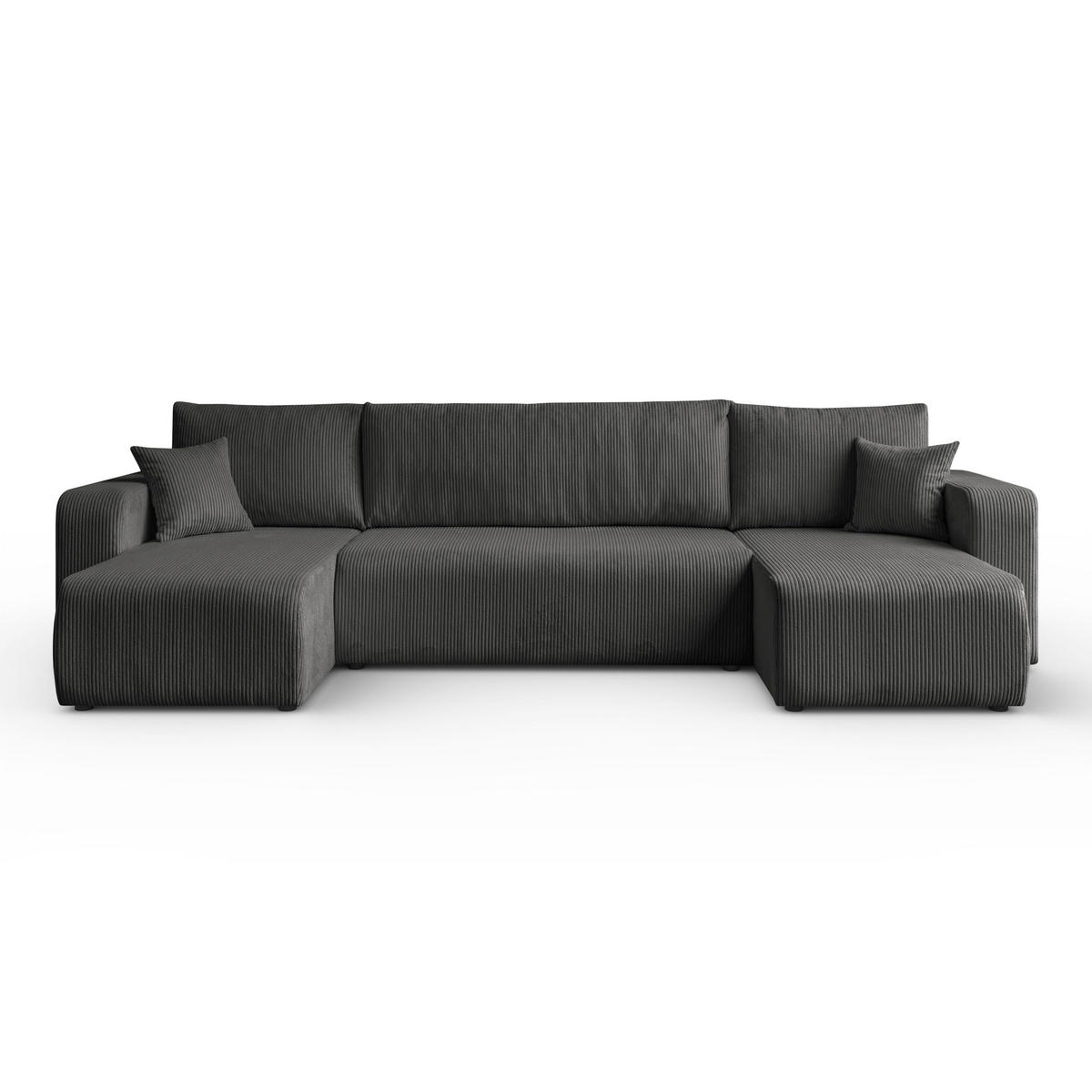Ecksofa PRESTIGE U mit Schlaffunktion, Poso 34 - Dunkelgrau, Textil (317/83/143cm) - Lookway