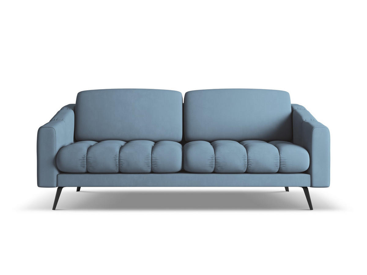 3-SITZER SOFA Chenille Stoff Blau - Blau/Blaugrau, Textil/Metall (202/80/95cm) - Makamii