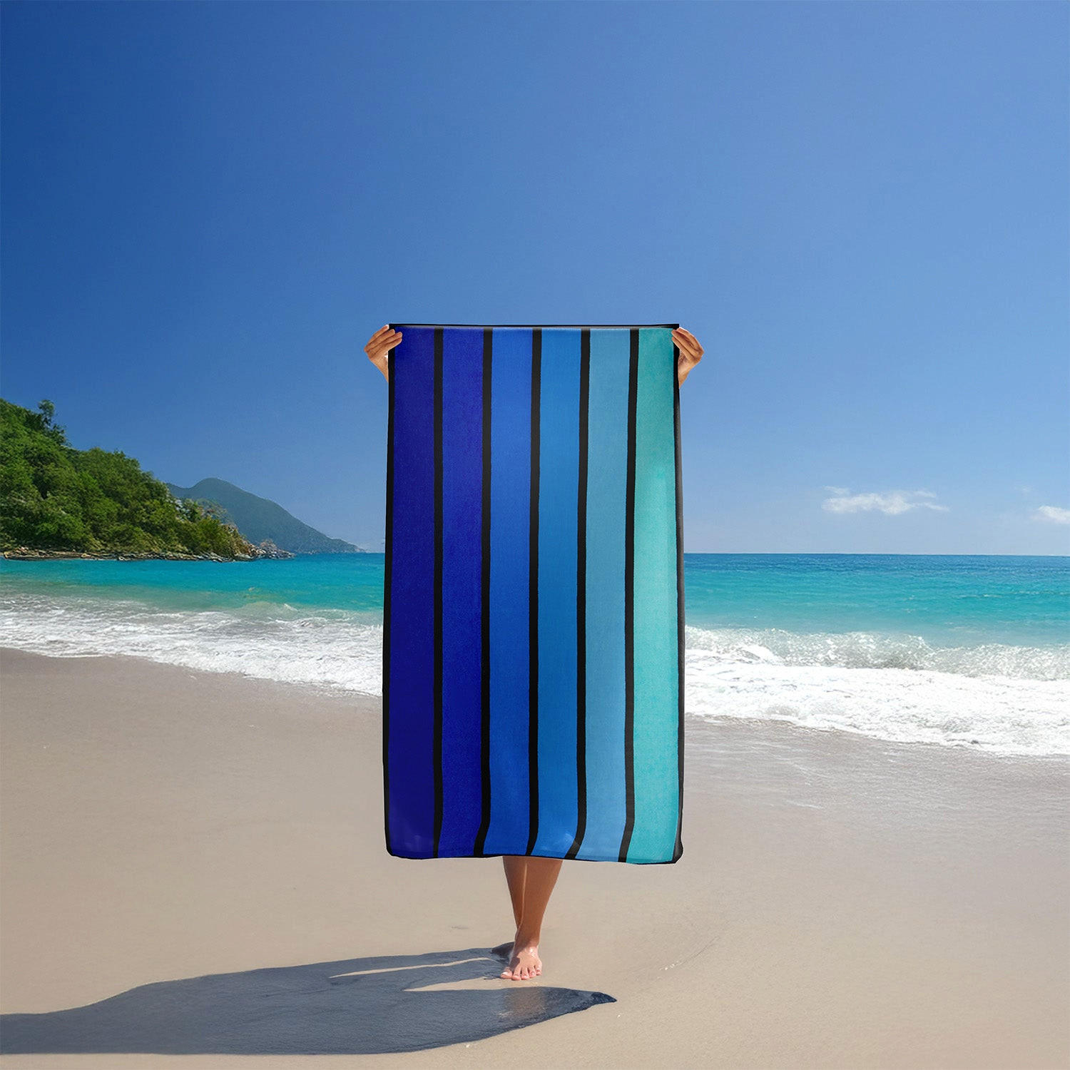 STRANDTUCH Frottee Velours Jacquard Blau 90x170 400g/m² - Glamblue - Blau, Textil (90/170cm) - LE COMPTOIR DE LA PLAGE