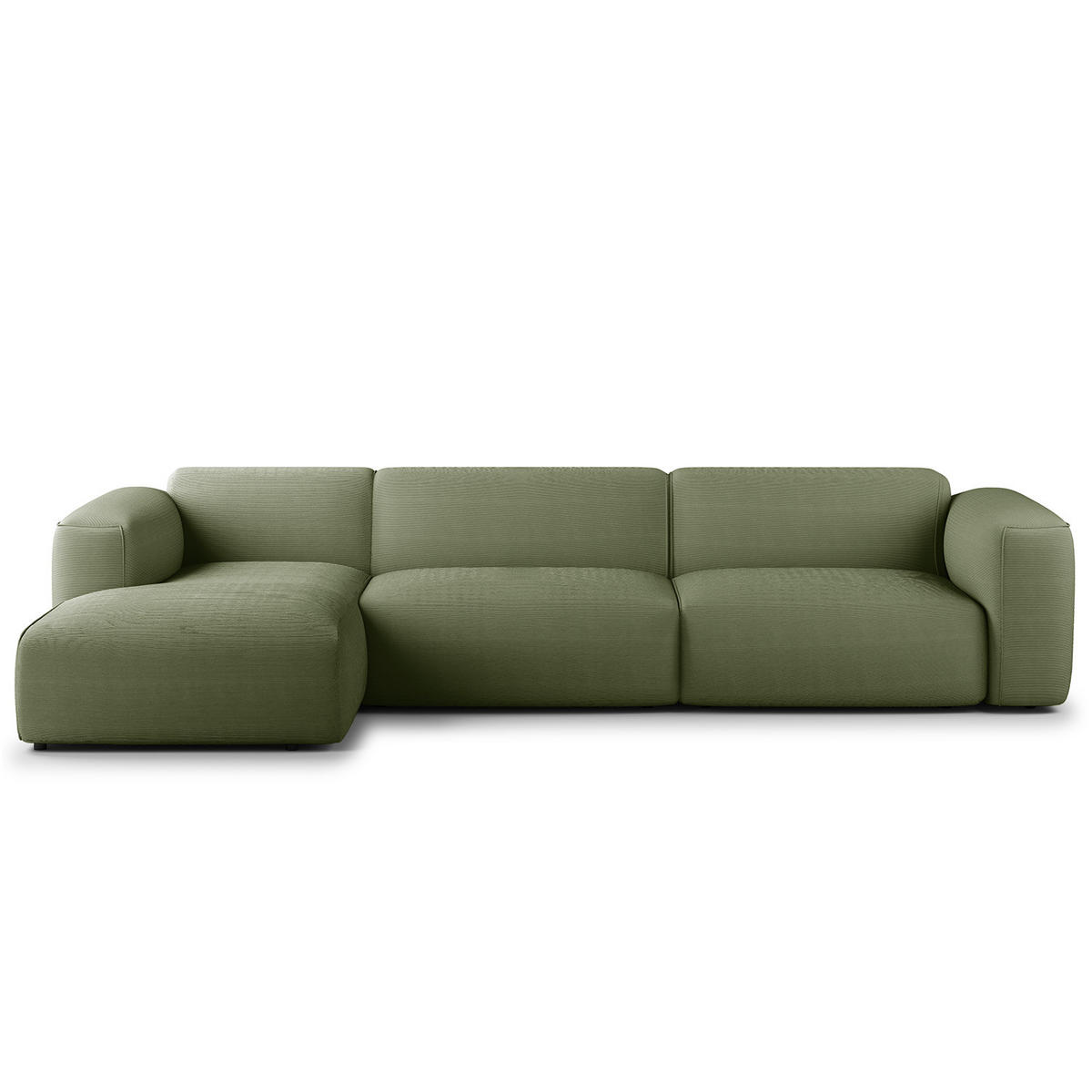 3-SITZER ECKSOFA mit Longchair - Dunkelgrün/Schwarz, Textil (317/173cm) - home24