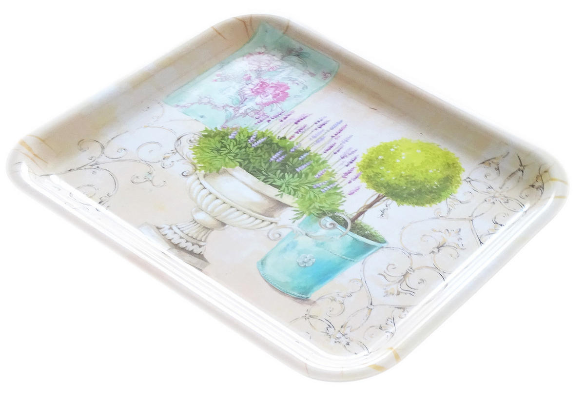 TABLETT Garten, rechteckige Melamin Serviertablett 31x23 cm - Grün, Kunststoff (23/2/31cm) - Lashuma
