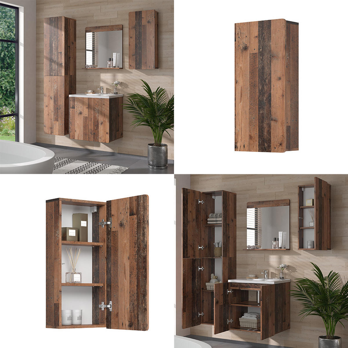 HÄNGESCHRANK Izan Oldstyle 36.6 x 76.6 cm - Braun, Holzwerkstoff (36.6/76.6/15.6cm) - Vicco