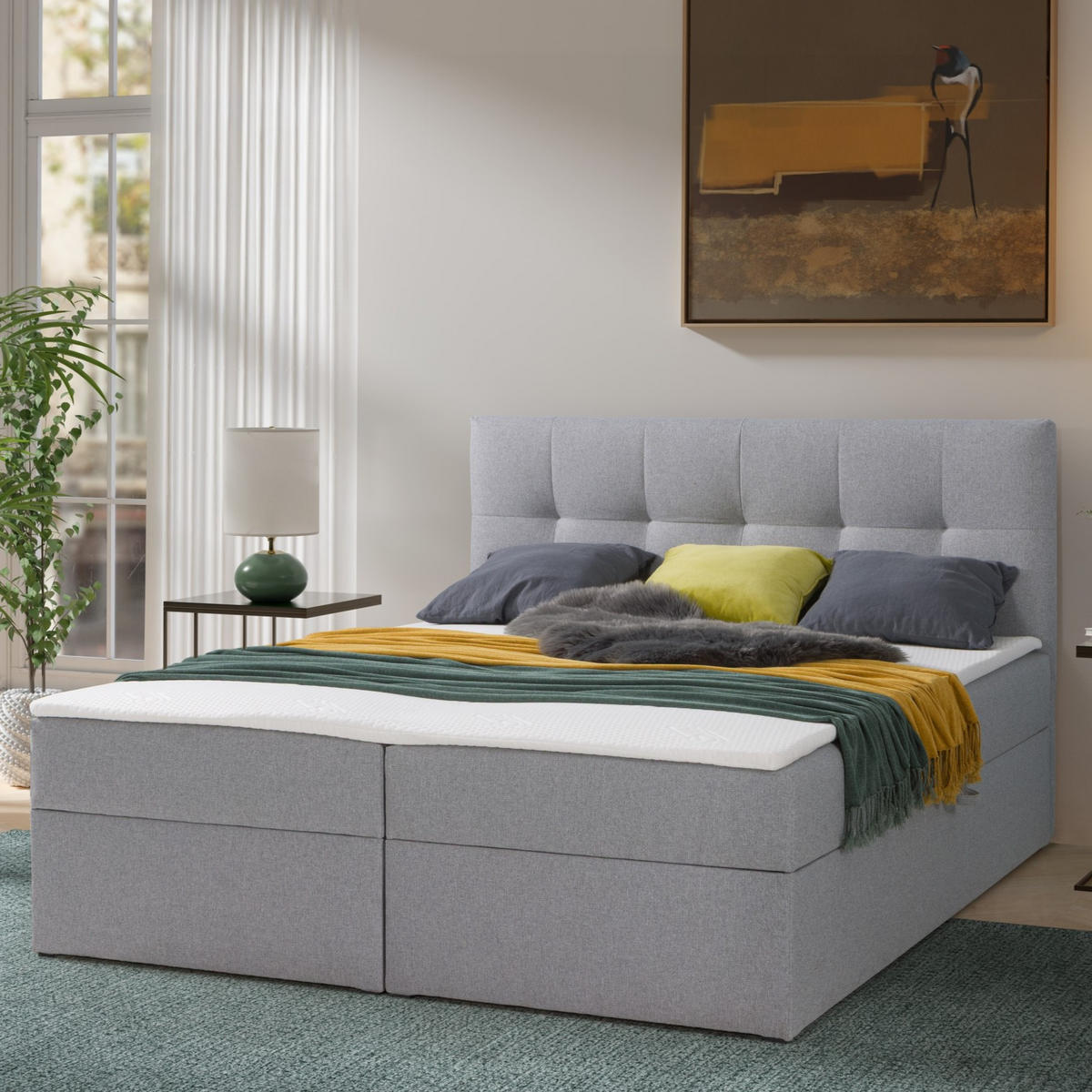 BOXBETT Toronto 180x200 Bonell-Matratze H3 und Topper - Silberfarben/Grau, Holz/Holzwerkstoff (180/200cm) - Ravio