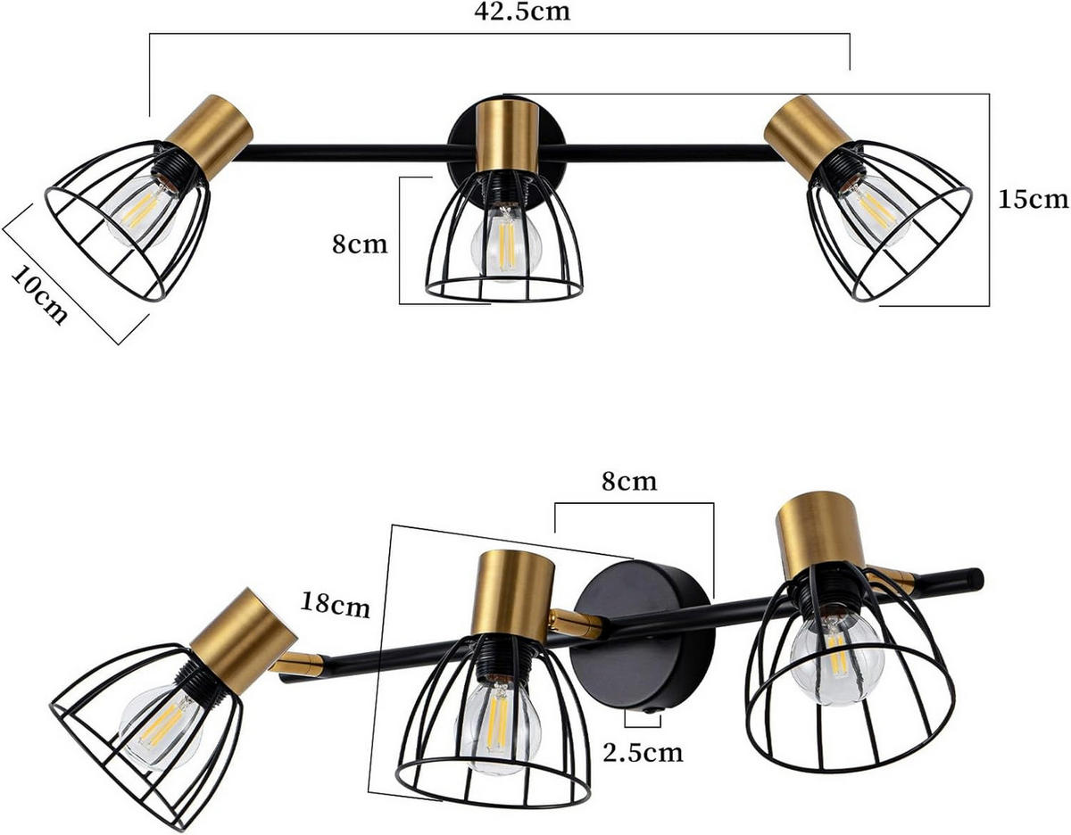 NÁSTĚNNÉ SVÍTIDLO BURNS III 48/18/18 cm - černá, kov (18/18/48cm) - Nettlife