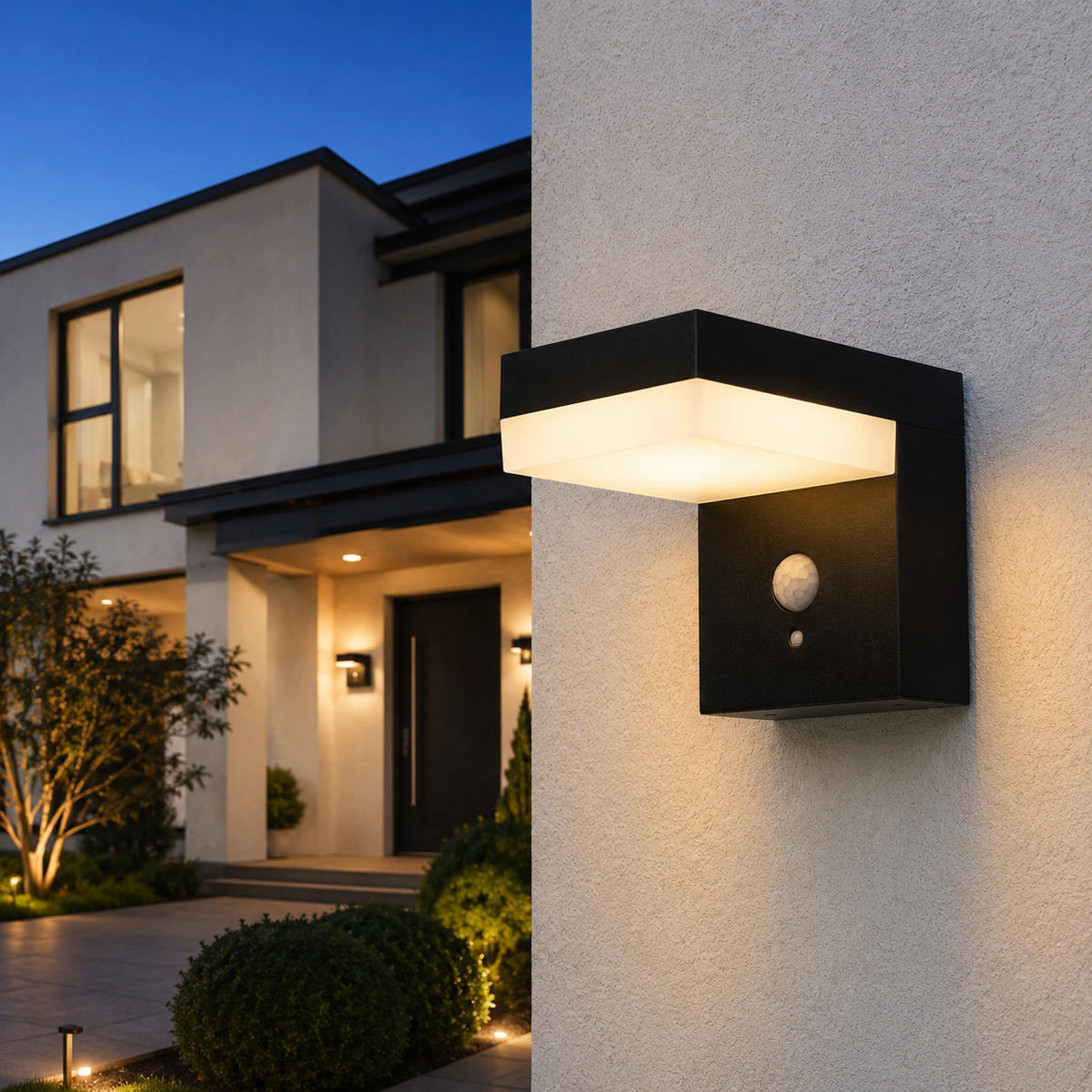 CENOVA 1000LM Solar-Sensor-Wandleuchte - Schwarz, Metall (17/10/13cm) - Lumisky