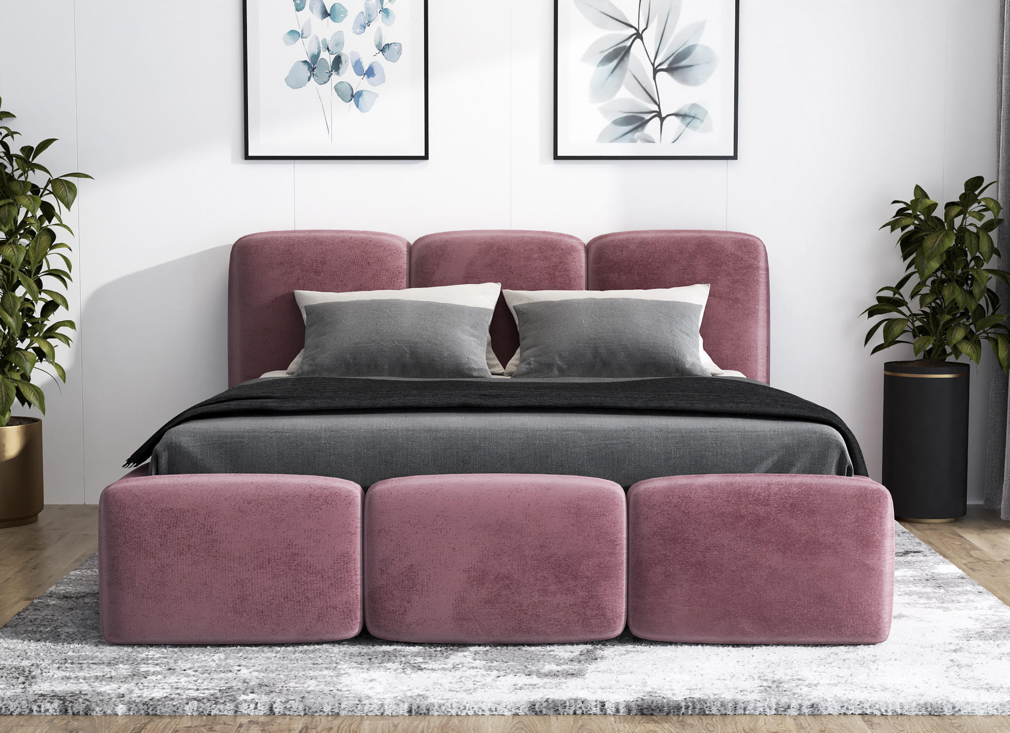 POLSTERBETT STAR 120x200 Rosa - Rosa, Textil (120/200cm) - A&J MöbelLand