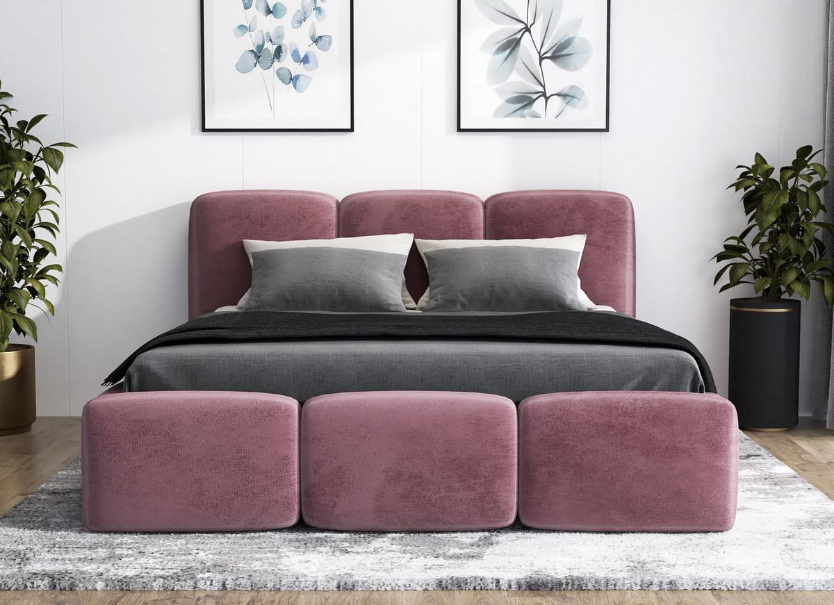 POLSTERBETT STAR 120x200 Rosa - Rosa, Textil (120/200cm) - A&J MöbelLand