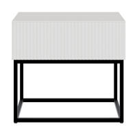 NACHTSCHRANK Veldio Weiß mit schwarzen Beinen 50 cm - Schwarz/Weiß, Holzwerkstoff/Metall (50/44/35.6cm) - Selsey