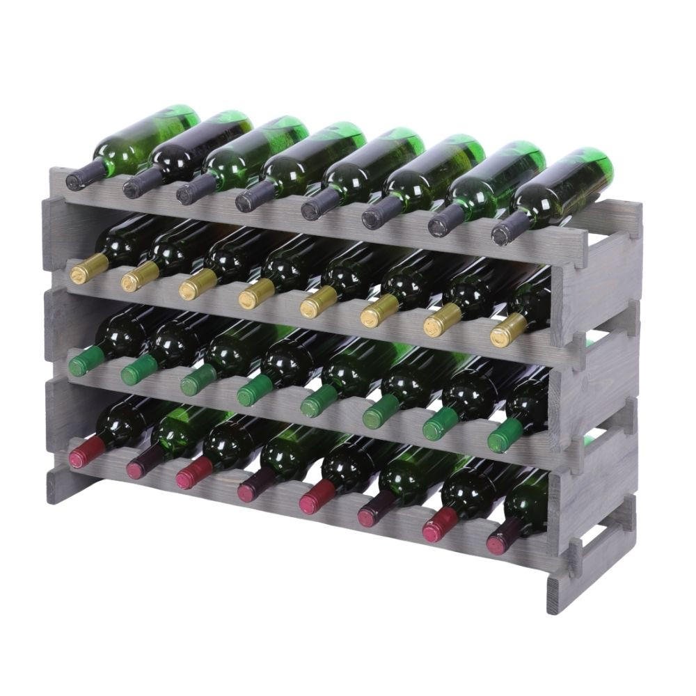 WEINREGAL VINOTECA FLEX PRO HxBxT 51x84x28cm 32 Flaschen auf 4 Ebenen Grau - Grau, Holz (84/51/28cm) - PROREGAL