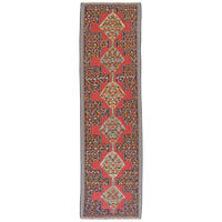 HANDWEBTEPPICH Kelim Senneh Rot 298/80 cm Schurwolle - Rot, Textil (80/298cm) - Looma