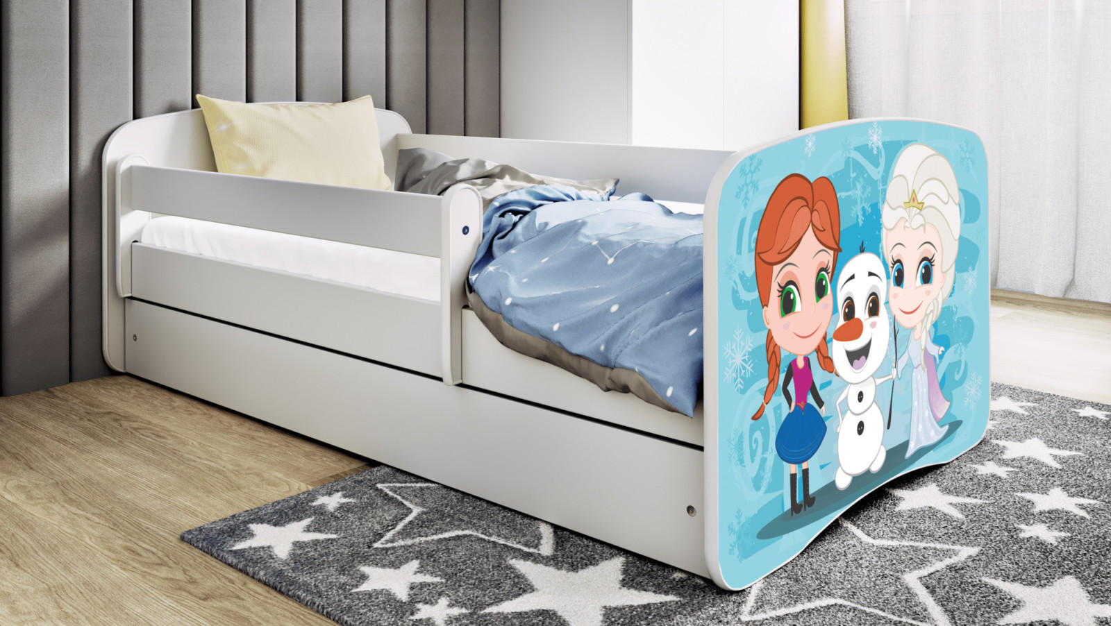 KINDERBETT Winterschwestern 80x160 cm mit Matratze, Schublade, Rausfallschutz & Lattenrost, Weiß - Weiß, Holzwerkstoff (80/160cm) - RAUMHIRSCH FURNITURE