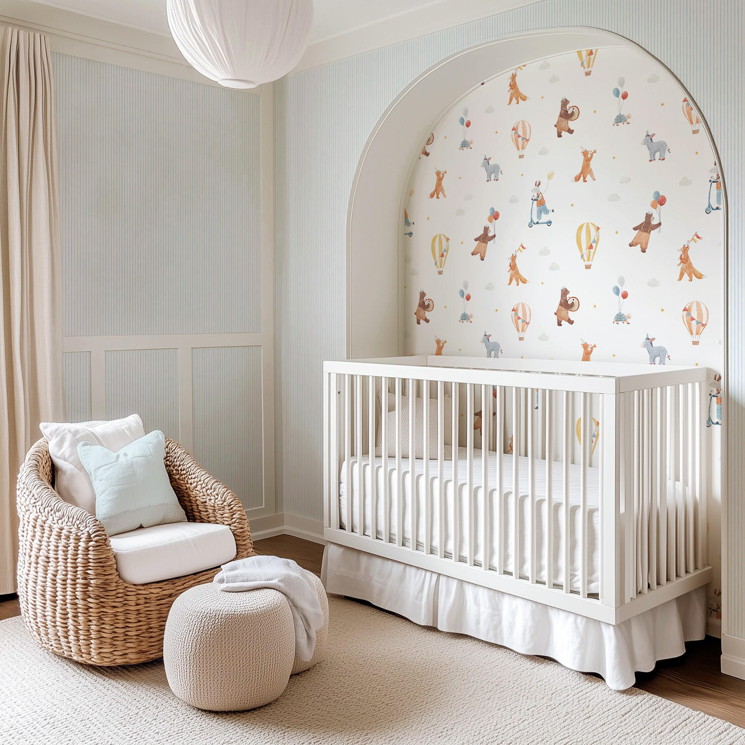 VLIESTAPETE Gentle Friends, Tiere und Heißluftballons 50cm x 10m, Mehrfarbig - Multicolor, Papier (50/1000cm) - Lilipinso