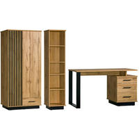 JUGENDZIMMER-SET Lamia Wotan Eiche / schwarz 265 / 56 / 193cm - Eiche Wotan/Schwarz, Holz/Holzwerkstoff (265/193/56cm) - Feldmann-Wohnen