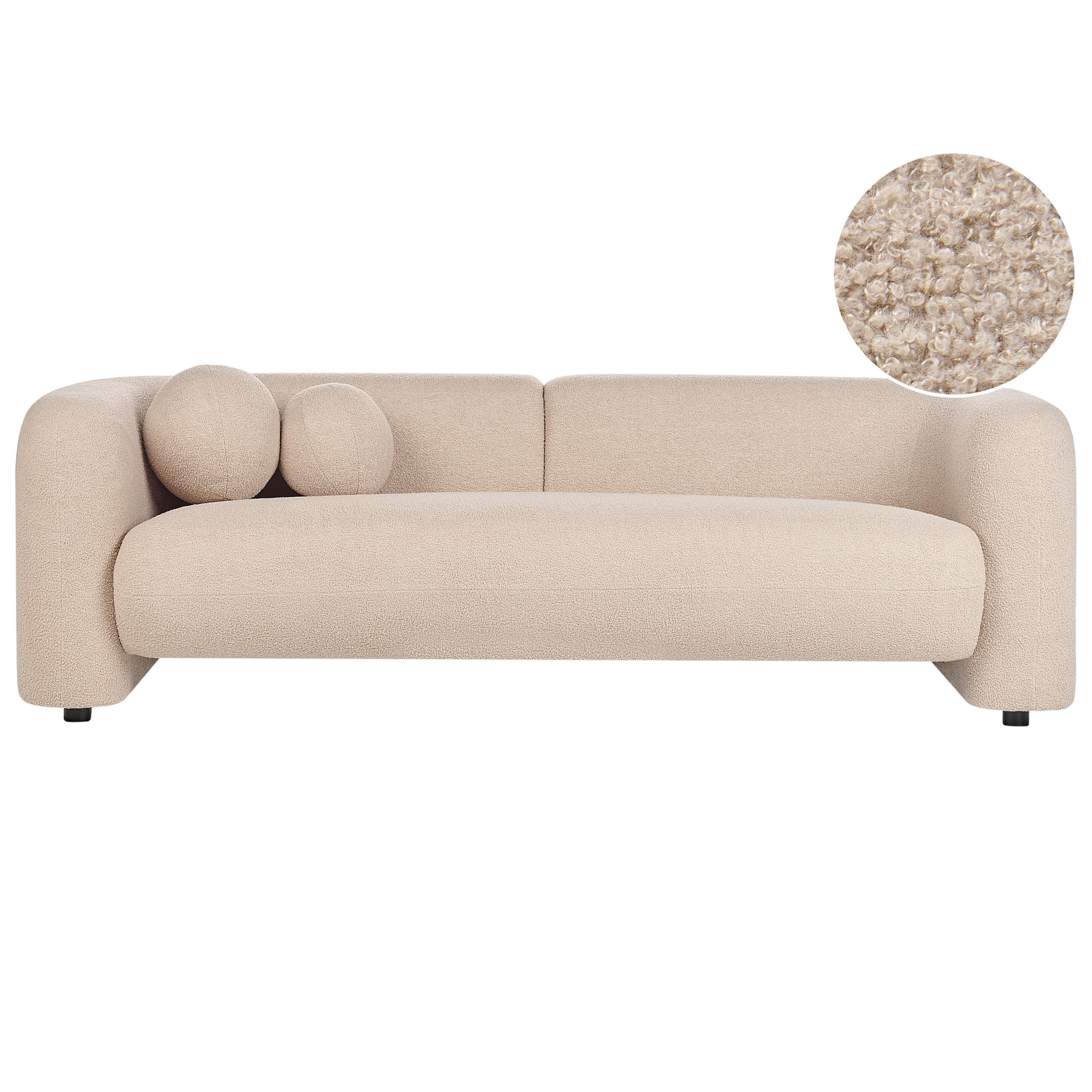 3-SITZER-SOFA Bouclé beige Leiren - Beige, Textil (224/73/83cm) - Beliani