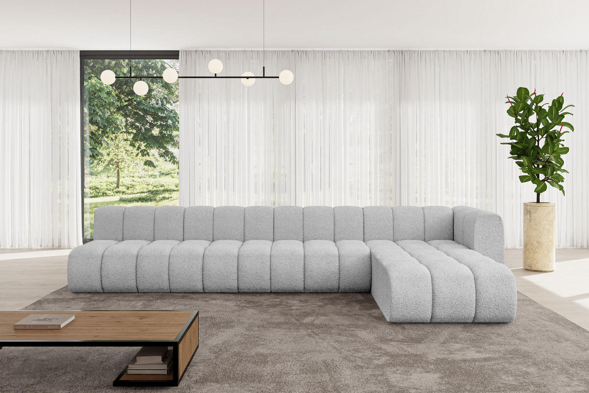 ECKSOFA modulares Sofa Darnel-L3 - 387x177x70 cm Hellgrau - Hellgrau, Holzwerkstoff/Textil (387/177cm) - ALTDECOR