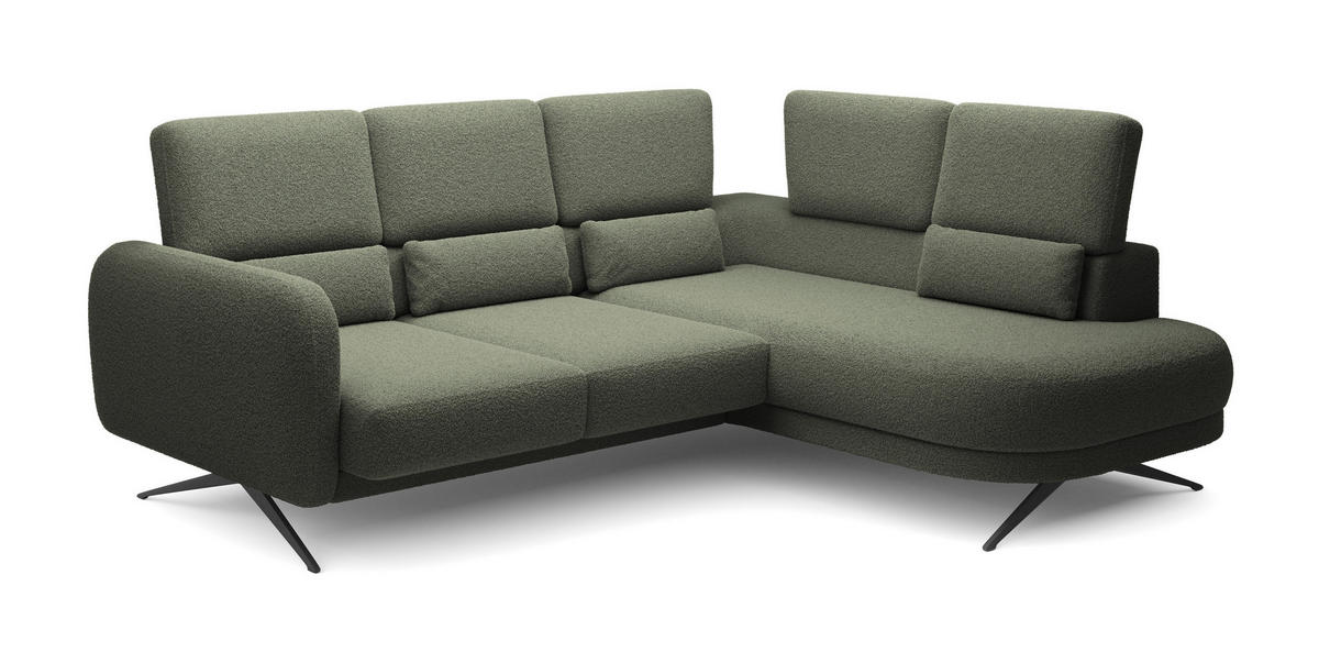 ECKSOFA ILUSIO L 250x205cm, Schlaffunktion, Dunkelgrün, Rechts - Dunkelgrün, Holz/Textil (248/205cm) - DomoHome