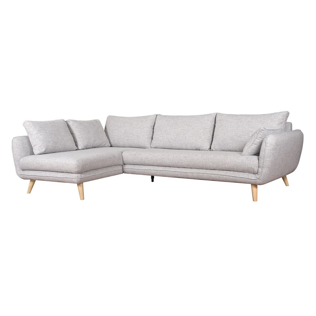 ECKSOFA Skandinavisch 5-Sitzer Hellgrau Marmoriert CREEP - Hellgrau, Textil (172/268cm) - Miliboo