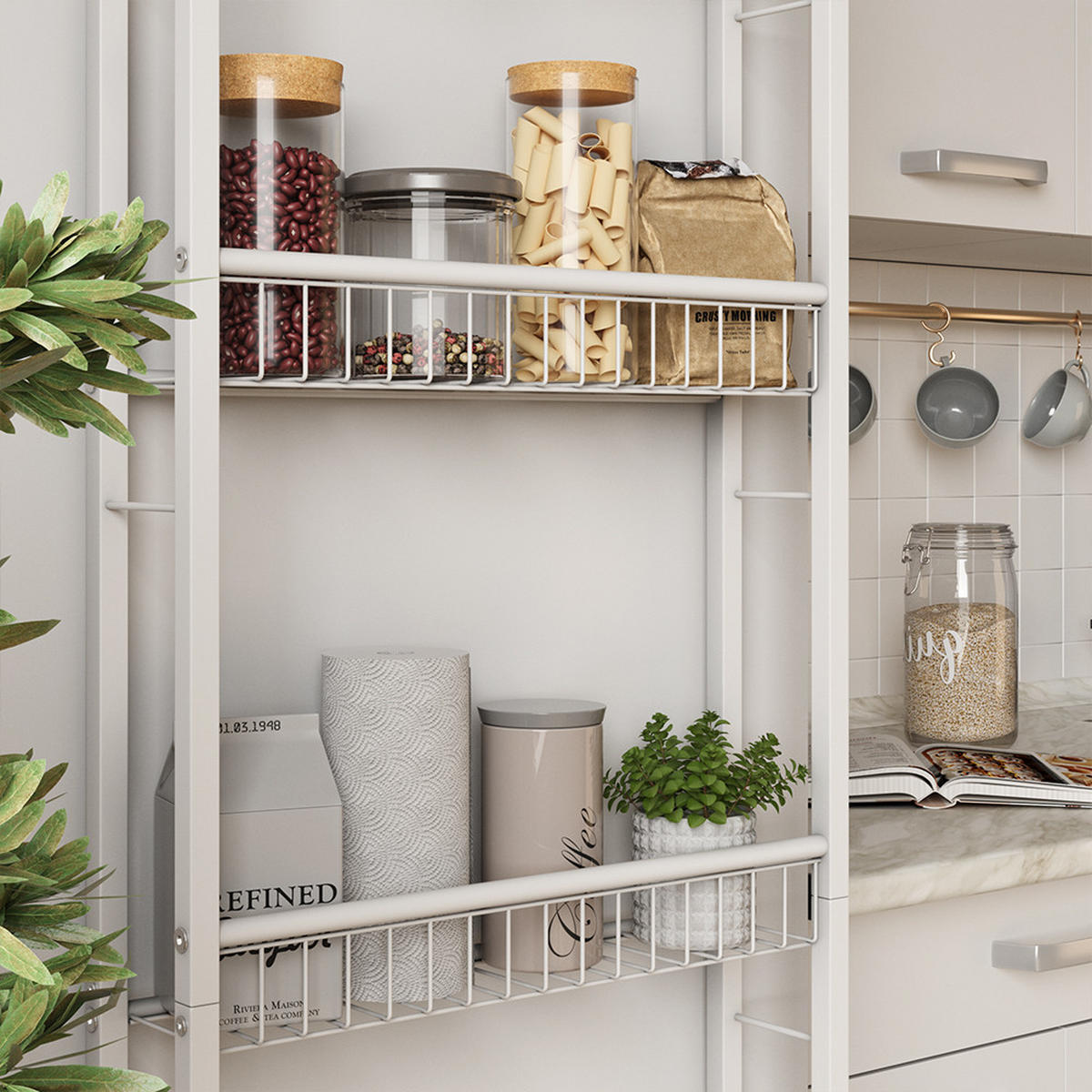 LEITERREGAL Klivo Weiß 44.5 x 160 cm mit 5 Regalböden - Weiß, Metall (44.5/160/11cm) - Vicco