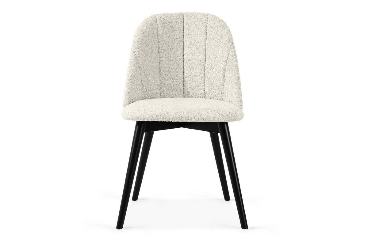 POLSTERSTUHL BAKERI Esstischstühl, 2-er Set, Bouclé - Schwarz/Weiß, Holz/Textil (48/86/44cm) - KONSIMO®