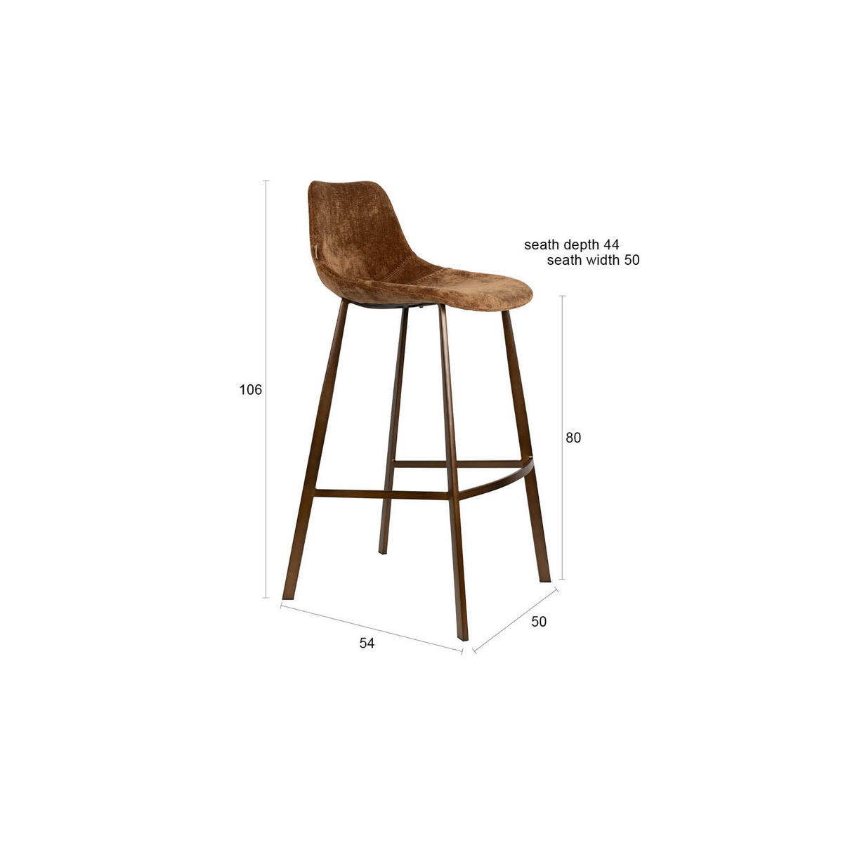BARHOCKER Franky Cognac - 2 er Set - Cognac, Kunststoff (50/106/54cm) - Dutchbone