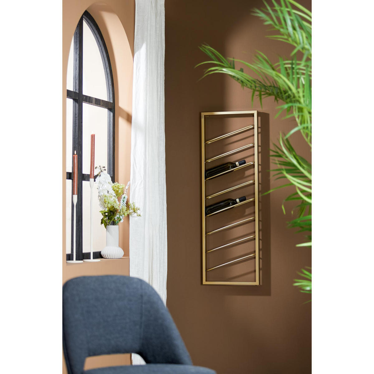 WEINREGAL Amore Gold 40/7/120 cm - Goldfarben, Metall (7/120/40cm) - Light & Living