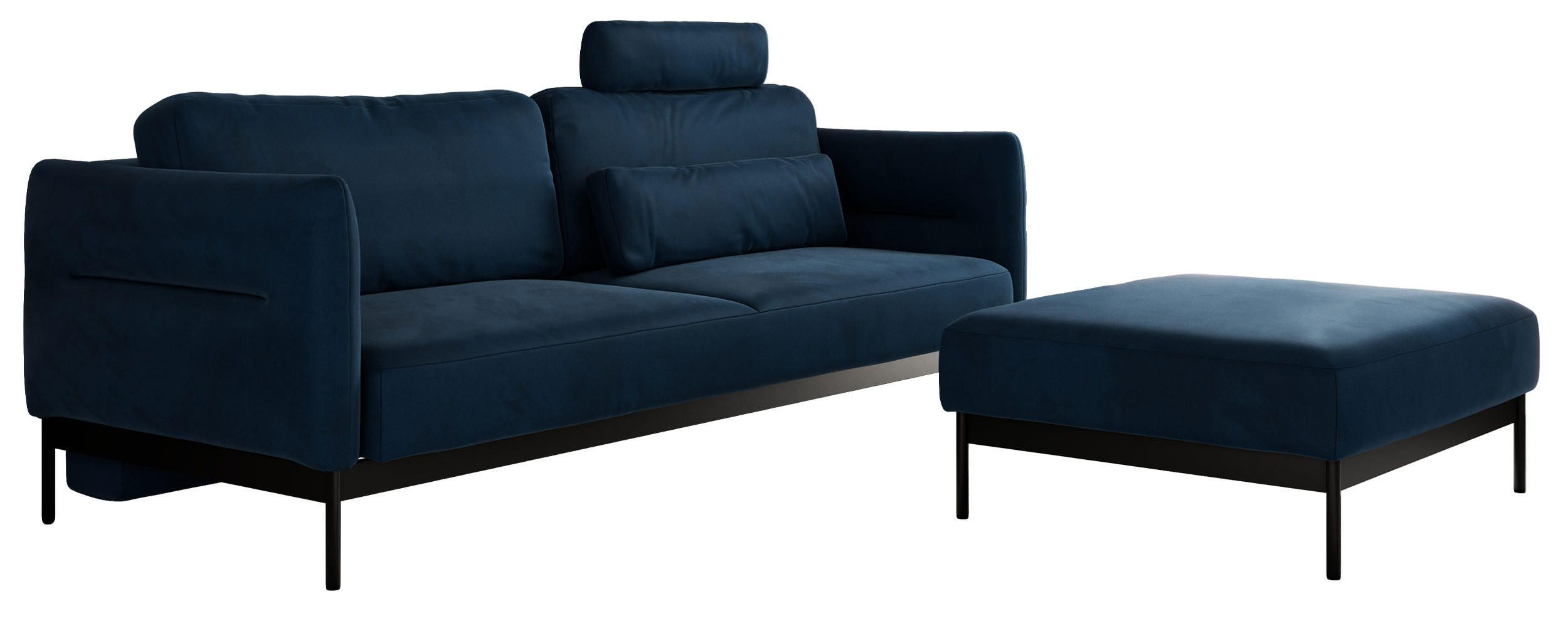 SCHLAFSOFA SALENTO Dunkelblau Velvet - Schwarz/Dunkelblau, Textil/Metall (221/82/193cm) - MKS