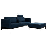 SCHLAFSOFA SALENTO Dunkelblau Velvet - Schwarz/Dunkelblau, Textil/Metall (221/82/193cm) - MKS