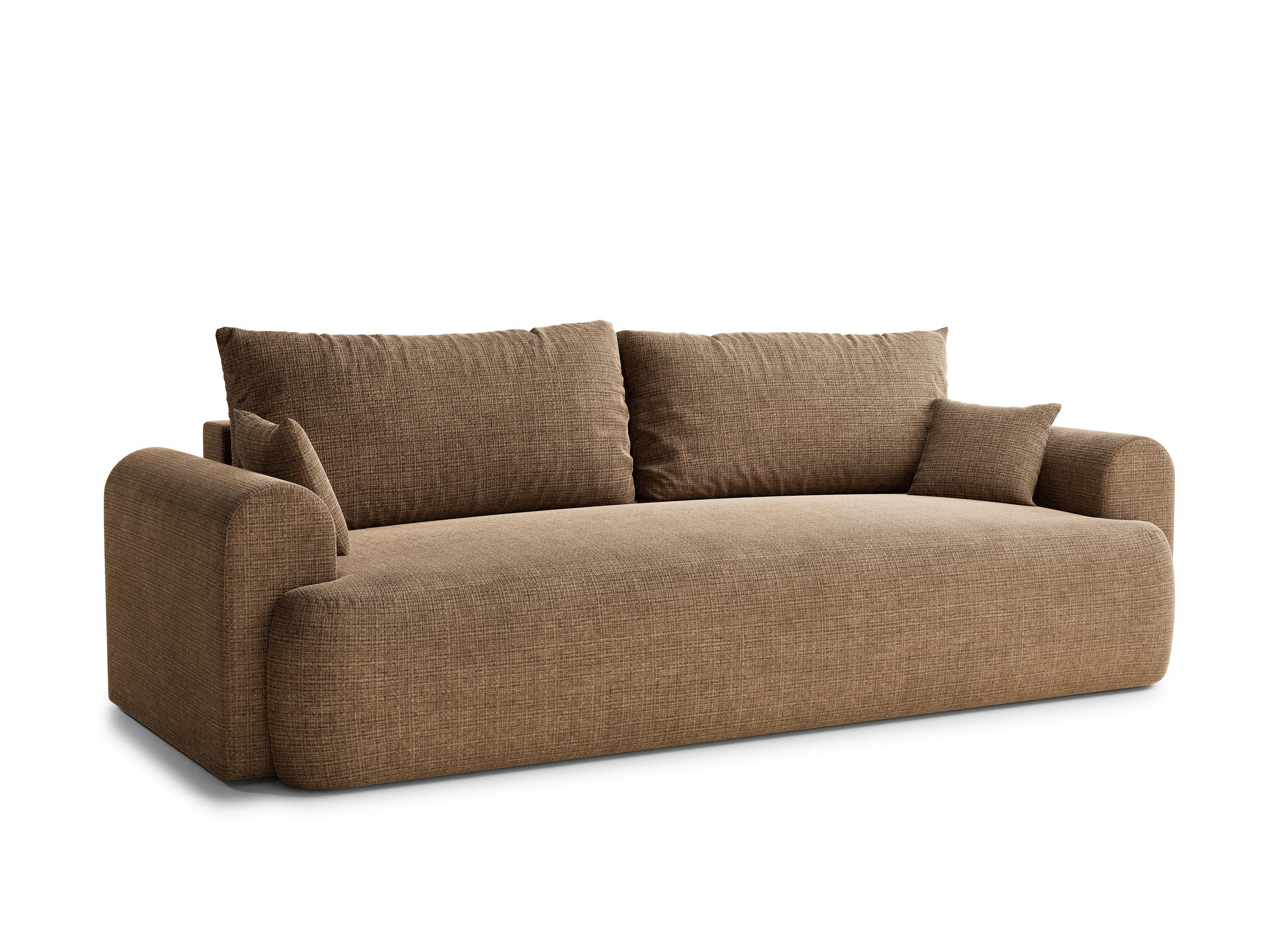 SOFA MIT SCHLAFFUNKTION Toluca Hellbraun Chenille-Stoff - Hellbraun/Schwarz, Holz/Holzwerkstoff (247/69/104cm) - Maison de Reve