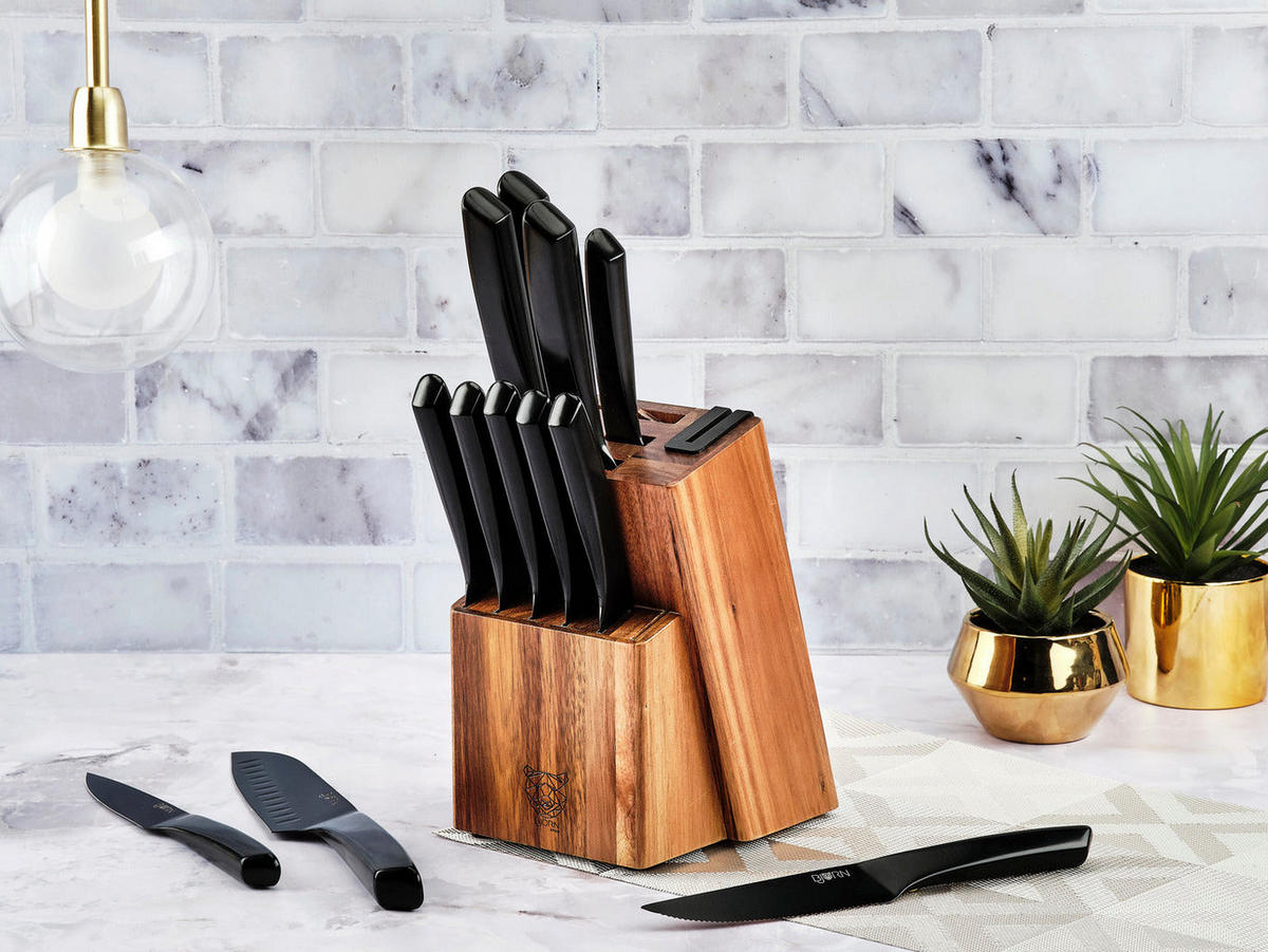 KÜCHENMESSERBLOCK und Steakmesser Jensen Loviisa - 14er-Set - Schwarz, Metall (1cm) - Björn