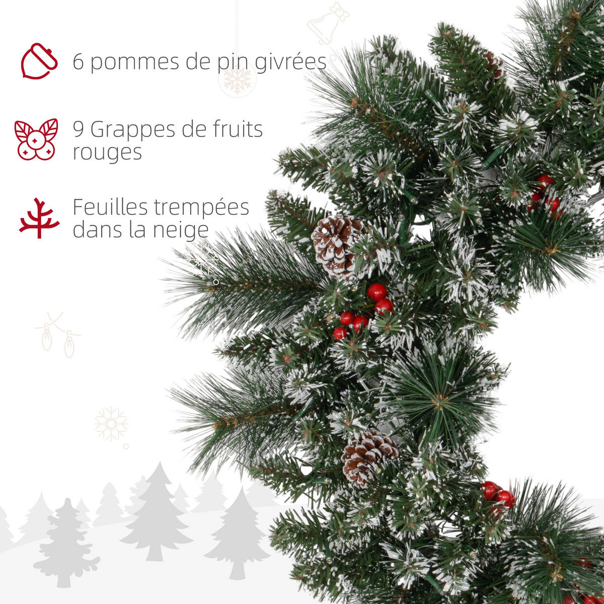 KÜNSTLICHER Weihnachtskranz für die Tür Grün 60.0/60.0/10.0 cm - Grün, Kunststoff (60cm)
