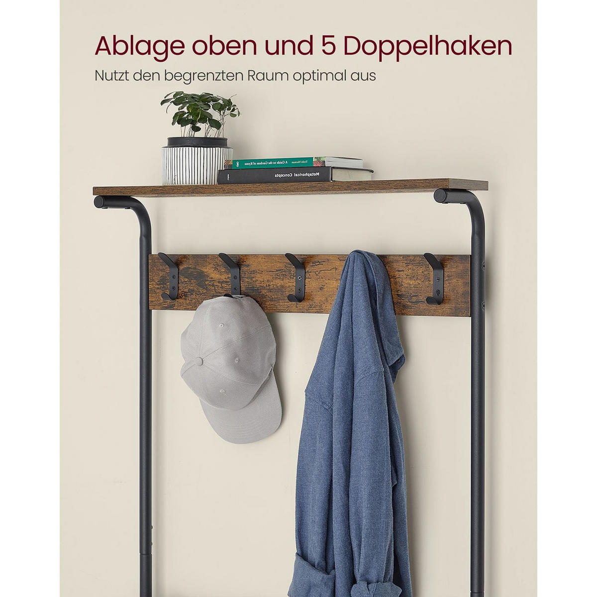 GARDEROBENSTÄNDER BIRMINGHAM - Braun, Holzwerkstoff (68/183.5/31.5cm) - Hansiro