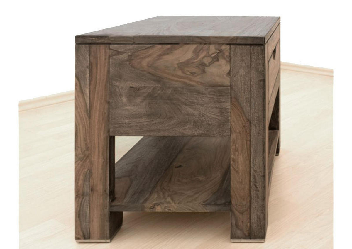 NACHTTISCH Sheesham 50x35x45 grau geölt NATURE GREY #91 - Grau, Holz (50/45/35cm) - Massivmoebel24