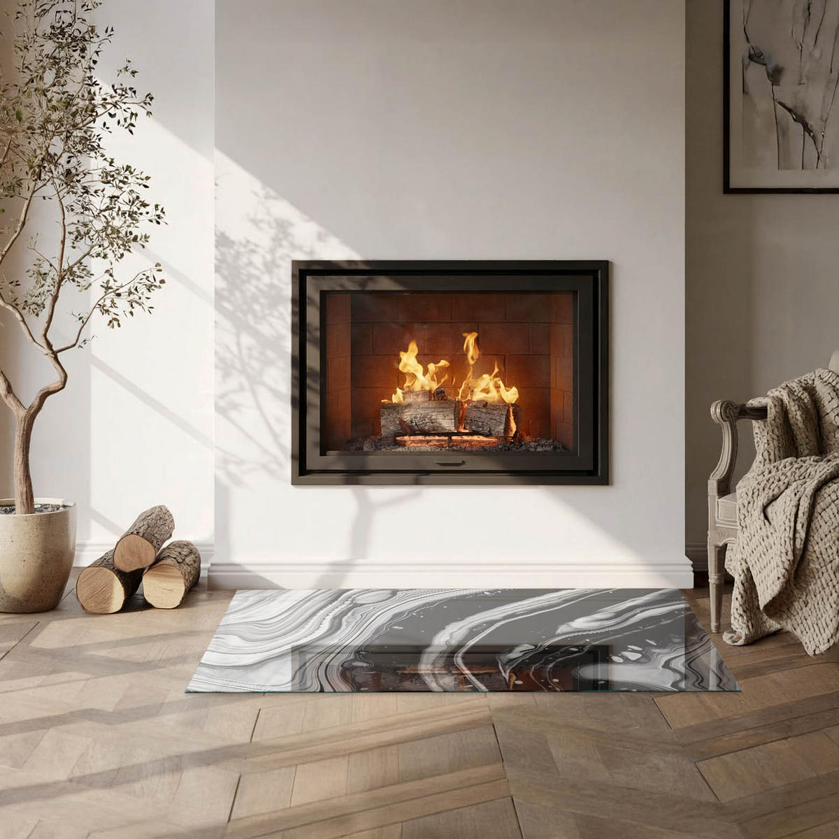 GLASPLATTE für Kamin 100x50 cm - Multicolor, Glas (100/50/0.4cm) - TULUP