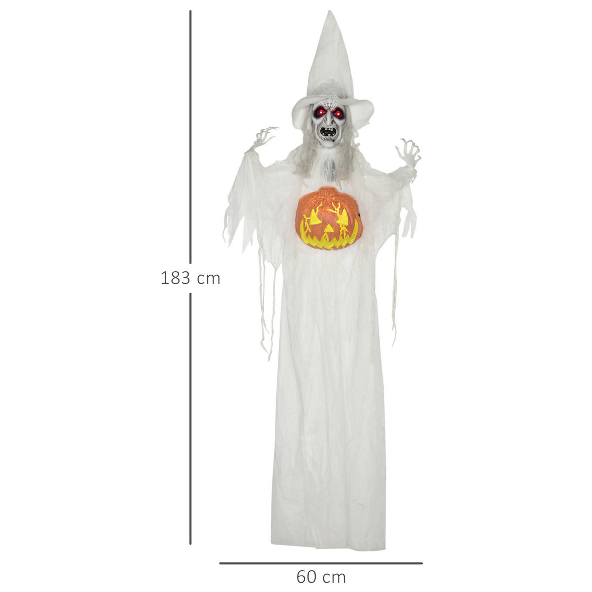 HALLOWEEN HORROR-CLOWN, Weiß, Polyester, PE, Stahl - Weiß, Kunststoff (18/183/60cm) - HOMCOM