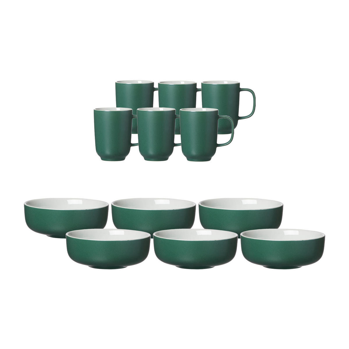 BRUNCHSET Jasper grün 12er Set - Grün, Keramik (1/1/1cm) - Ritzenhoff Breker