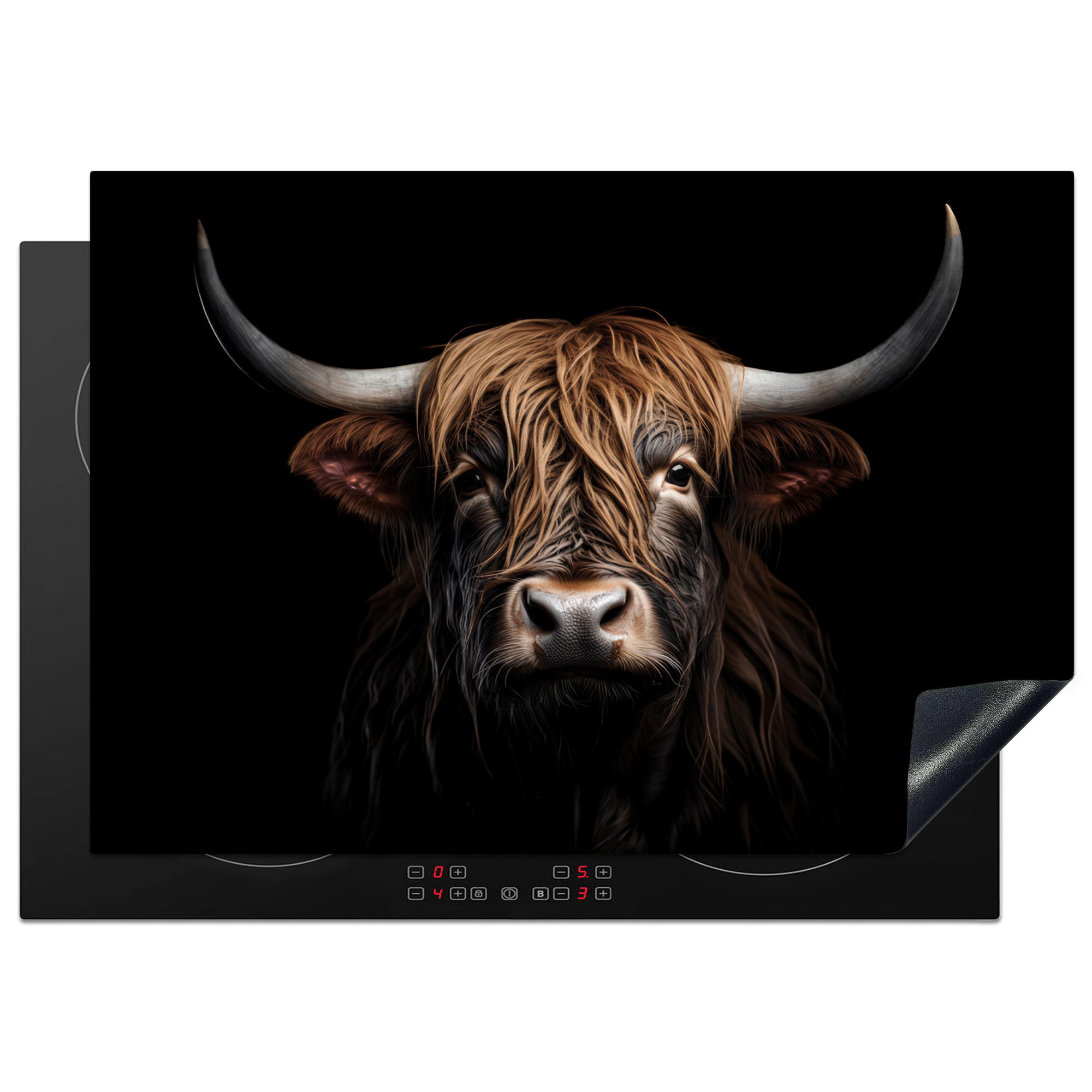 HERDABDECKPLATTE Schottischer Highlander - Porträt - Schwarz - Tier 75x52 cm - Braun, Kunststoff (75/0.2/52cm) - MuchoWow