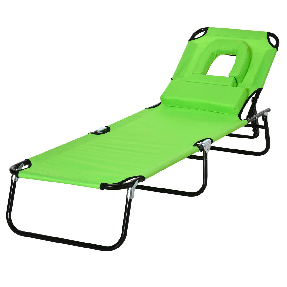 GARTENSONNENLIEGE, Einheitsmodell, Verde, 4-fach verstellbare Lehne mit Kissen, 190 x 56 x 28 cm - Grün, Metall (190/28/56cm) - Vallsero