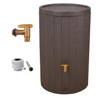 REGENTONNEN Komplett-Set 220 L braun inkl. Kunststoff-Auslaufhahn und Fallrohranschluss - Braun, Kunststoff (57/93/59cm) - 4rain