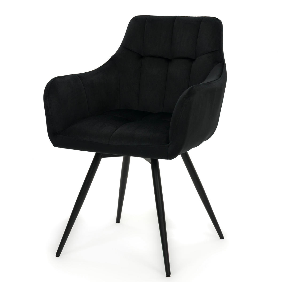 STUHL FANO drehbar gepolsterter mit Steppung - schwarz - Velour - Schwarz, Textil/Metall (58/83/59cm) - NEW HOME
