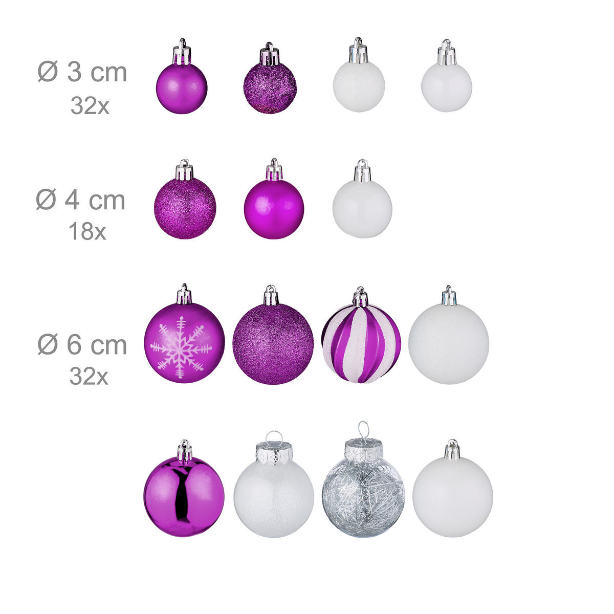 101-TLG.WEIHNACHTSKUGELN-SET - Lila, Kunststoff (20/19/2.5cm) - Relaxdays