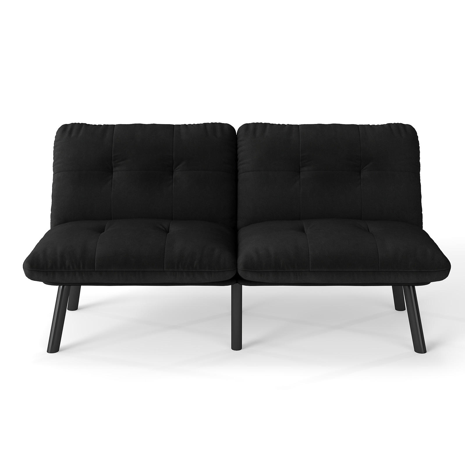 SOFA-BETT klappbar Schwarz Samt - Schwarz, Metall (160/78/81cm) - Meubliv