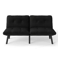 SOFA-BETT klappbar Schwarz Samt - Schwarz, Metall (160/78/81cm) - Meubliv