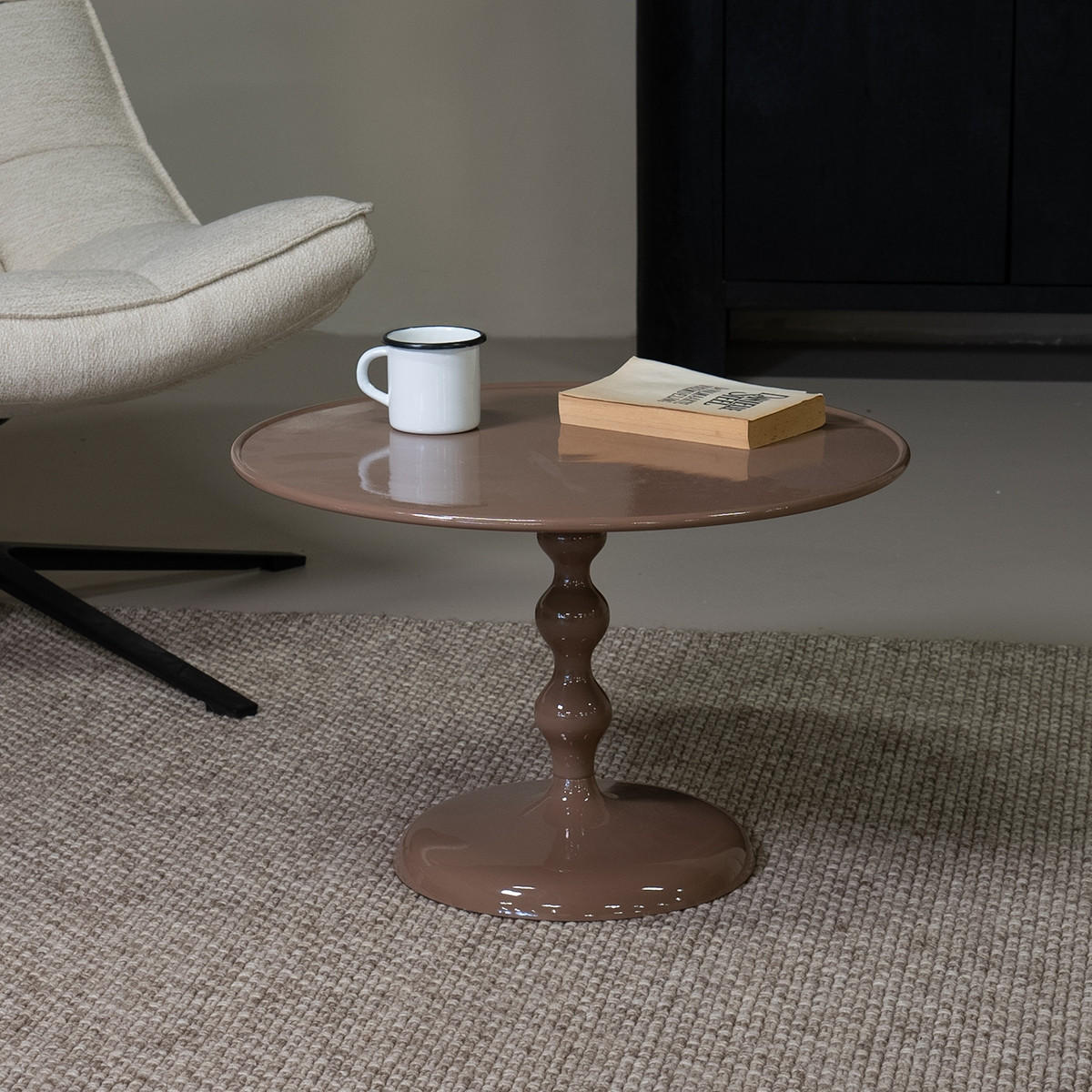 COUCHTISCH rund aus Aluminium 59cm, taupe - Braun, Metall (59/59/39cm) - Giga Meubel