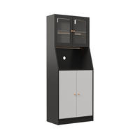 BUFFET hoch 40x70x180 cm LED Arbeitsplatte Stauraum schwarz - Schwarz, Holz (70/180/40cm) - Fortuna Lai