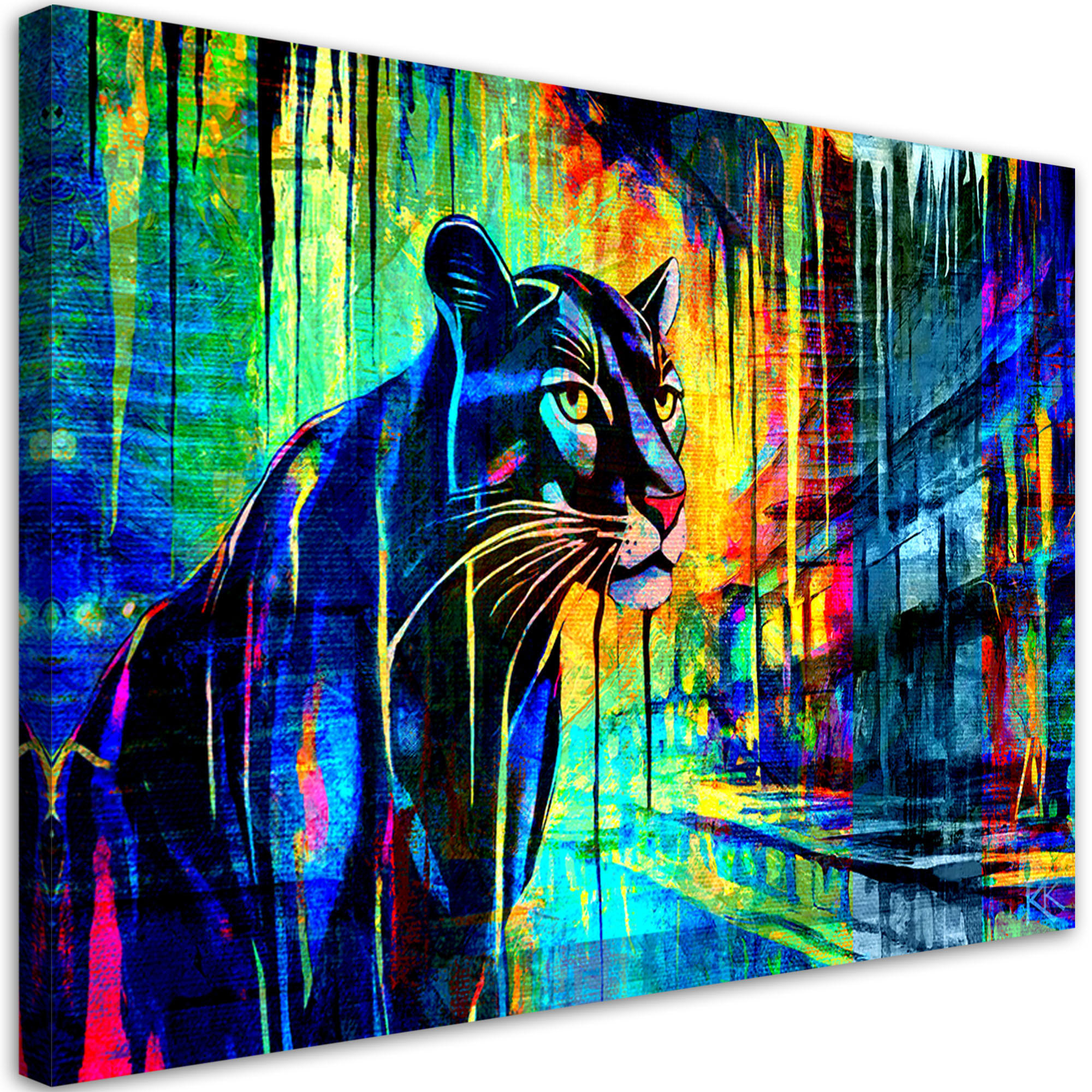 WANDBILD panther tiere abstraktion - Lila, Textil (60/40cm) - Feeby