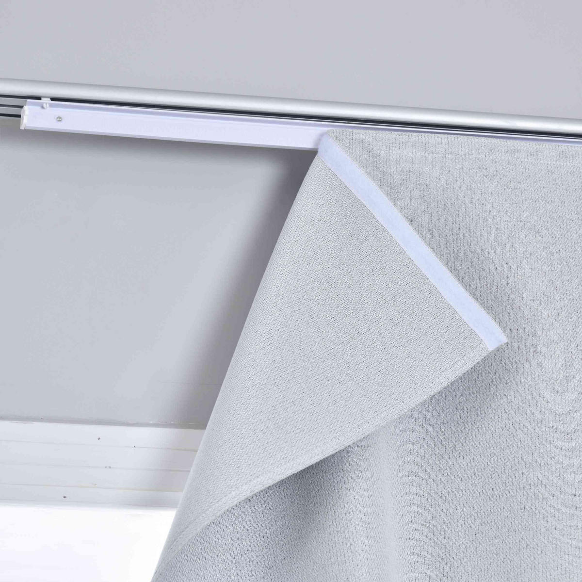 VORHANG MÜNCHEN DARK HxB 245x60 cm Stein - Hellgrau, Textil (60/245/245cm) - Gardinenbox